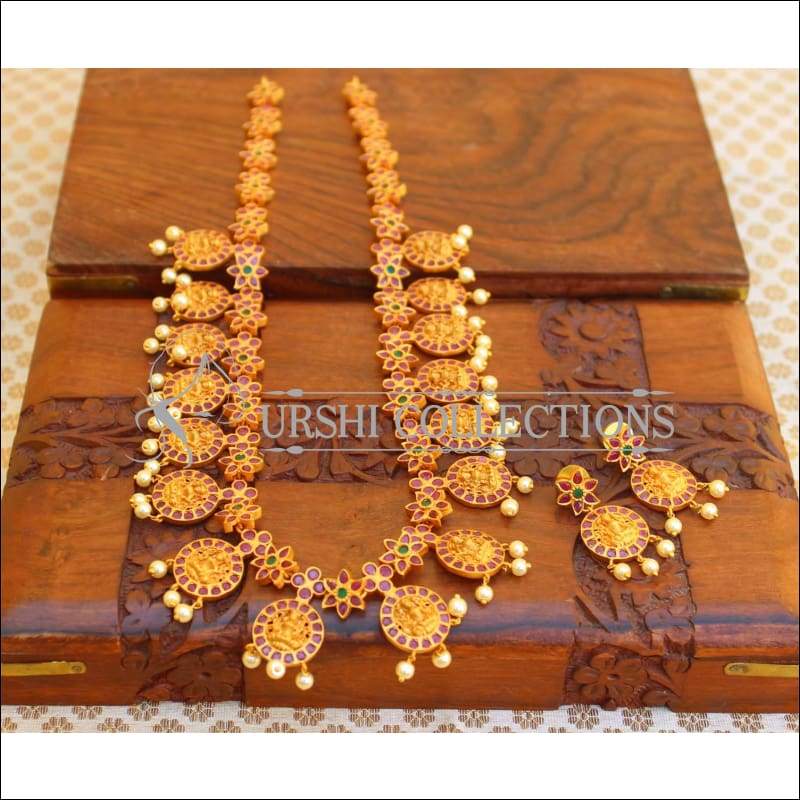 Matte Finish Temple Designer Necklace Set UC-NEW62 - Necklace Set