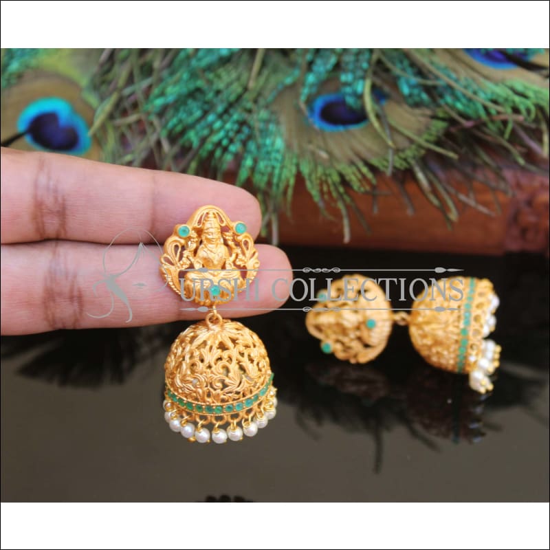 MATTE FINISH TEMPLE EARRINGS M74 - GREEN - Earrings