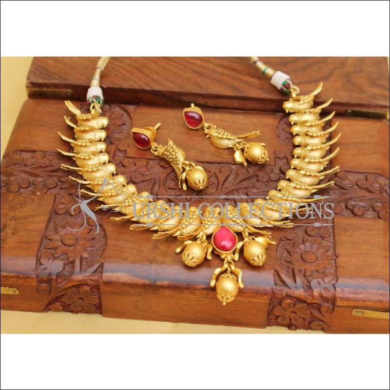 MATTE PEACOCK NECKLACE SET UC-NEW2942 - Necklace Set