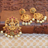 Peacock And Lakshmi Temple Design Pendant Set - Multi - Pendant Set