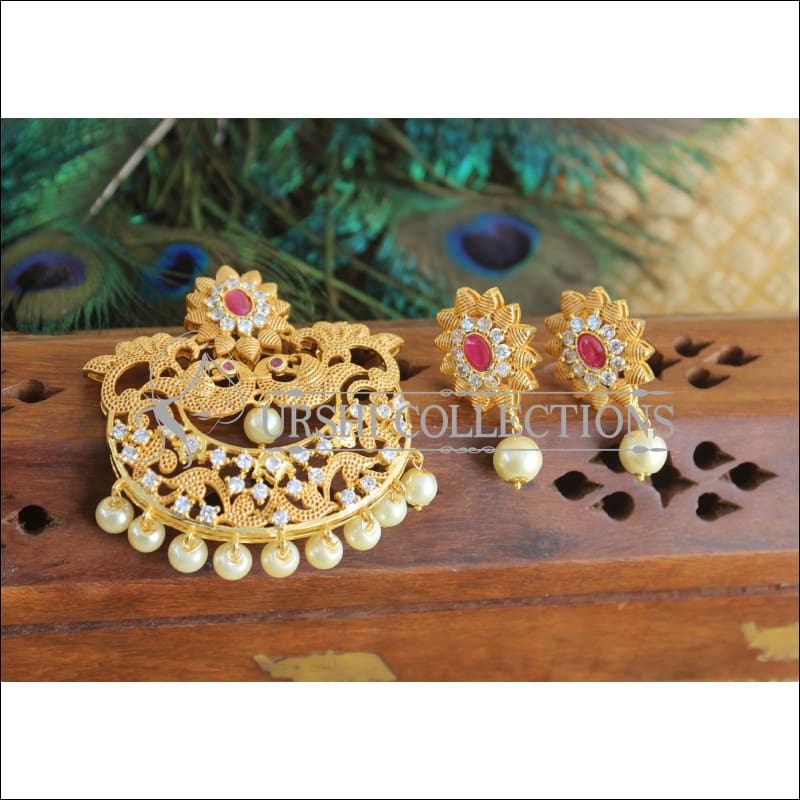 Peacock matte finish pendant set M587 - pink - Pendant Set