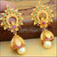 Stone Studded Matte Finish Flower Jhumka Earrings