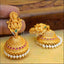Temple Design Stone Studded Lakshmi Jhumka Earrings