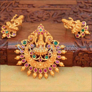 Traditional Lakshmi Peacock Pendant Set - Multi - Pendant Set