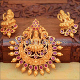 Traditional Lakshmi Peacock Pendant Set - Pink - Pendant Set