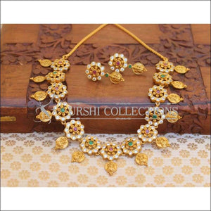 Traditional Matte Finish Gold Necklace UC-NEW42 - multy - Necklace Set