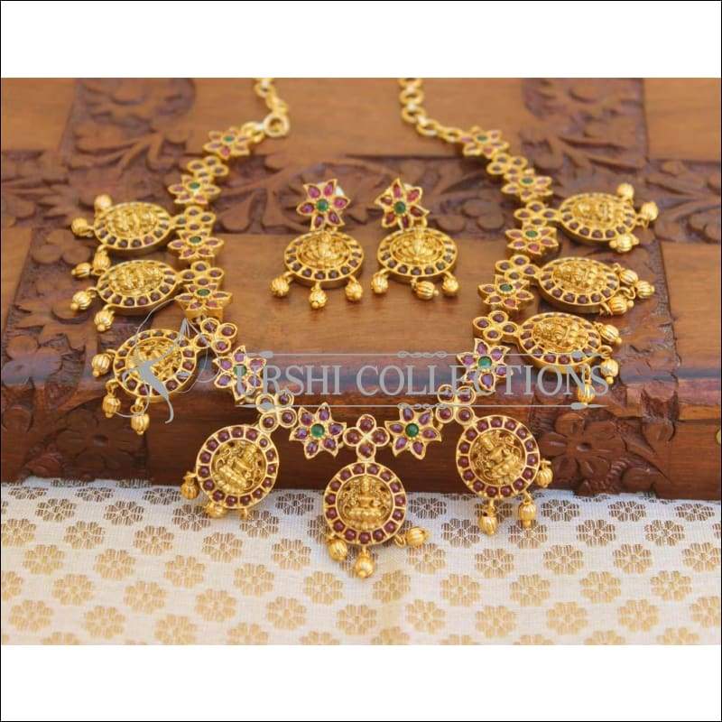 Traditional Matte Finish Gold Necklace UC-NEW52 - Necklace Set